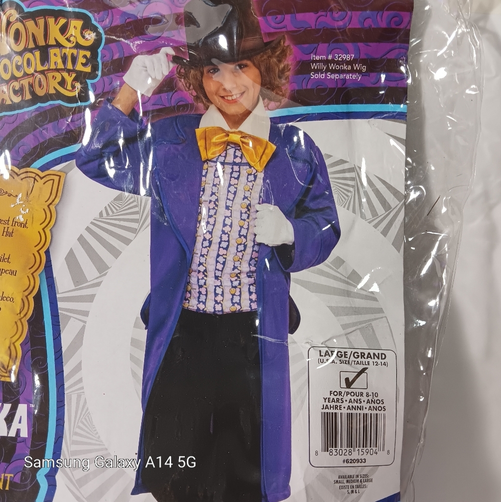 Wille Wonka costume kids sz 8 to 10